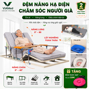 Đệm nâng hạ Tự Động cho người già Nâng Lưng - Chân - Lật nghêng, Giường y tế giường gấp Hỗ Trợ Ngồi Dậy (BÀO HÀNH 2 NĂM)