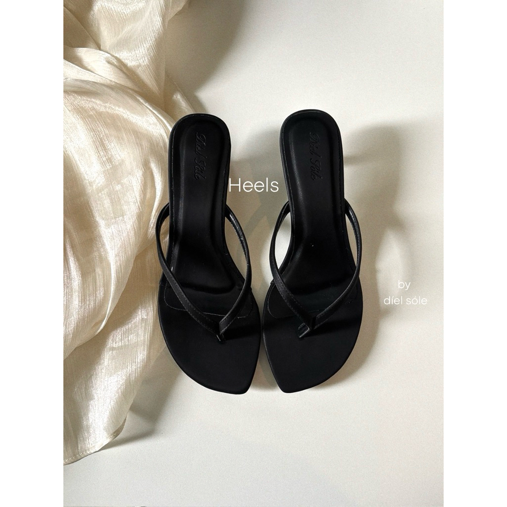 Heels Shoe by díelsóle - Guốc Xỏ Ngón Cao Gót Nữ Chất Liệu Satin Mềm Dáng Mũi Xoài Gót 3cm