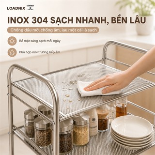 LOADNIX Kệ xe đẩy Inox Cao Cấp Xe đẩy đựng đồ Nhà Bếp Đa Năng Chống Gỉ Sét Chịu Lực Tốt Dễ Di Chuyển