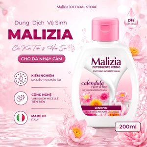 Dung Dịch Vệ Sinh Phụ Nữ Malizia Detergente Intimo Calendula 200ml Hương Cúc Hoa Sen Dịu Nhẹ Dưỡng Ẩm Làm Dịu Cho Phụ Nữ