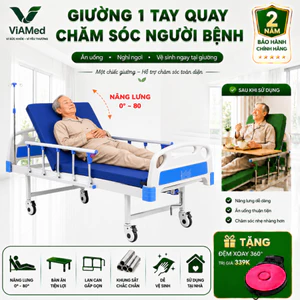Giường Y Tế 1 Tay Quay, 2 Tay quay Nâng Lưng Nâng Chân - Giường Bệnh Đa Năng Cho Người Già, Tai Biến (BẢO HÀNH 2 NĂM)
