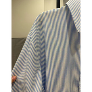 (S - 93) [XẢ KHO] Set đồ đôi nam nữ couple sọc xanh maxi phối ren 2lớp và áo sơmi nam tay dài ,đồ đôi mặc cùng người yêu