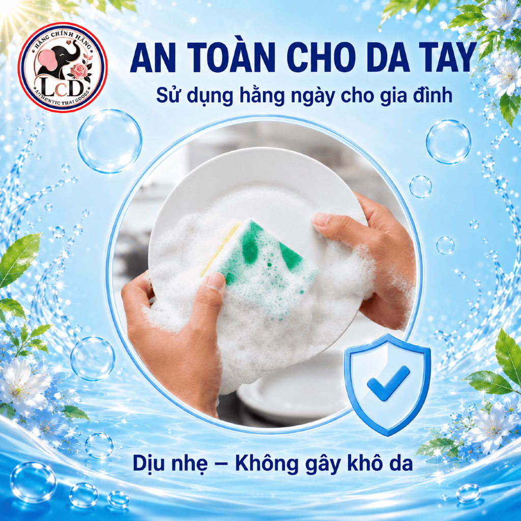 Combo 3 Túi nước rửa bát Thái Lan Lipon 550ml không mùi, an toàn cho da tay - LcD STORE