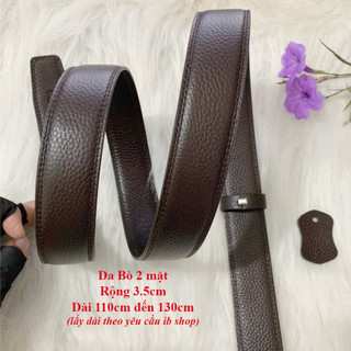 Thắt lưng nam da bò 2 lớp nịt không mặt có răng cưa rộng 3.5cm dùng cho mặt khóa gạt tự động
