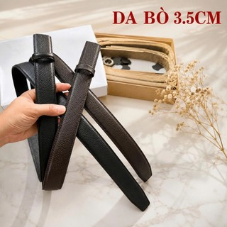 Thắt lưng nam da bò 2 lớp nịt không mặt có răng cưa rộng 3.5cm dùng cho mặt khóa gạt tự động