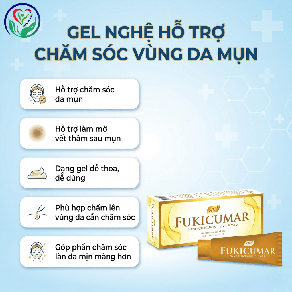 Fukicumar Gel Nghệ Nano Curcumin 20g gel chấm mụn, hỗ trợ mờ thâm sau mụn