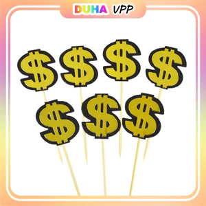 Combo 50 Set Cắm Giấy Chữ $, Chữ Rich, Chữ SKR Trang Trí Bánh Sinh Nhật DUHA 072