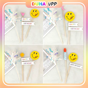 Combo 10 Set Cắm Tag Giấy Chữ Happy Birthday Trang Trí Bánh Kem - Phụ Kiện Bánh Sinh Nhật DUHA 075