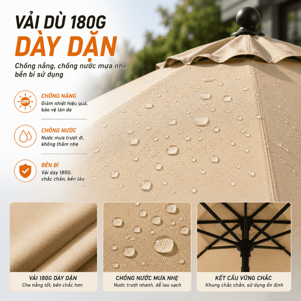 Ô dù sân vườn 2.7M, ô dù che nắng lớn cho sân vườn Ô dù cho nhà cung cấp/sân rộng/quán cà phê, có thể nghiêng