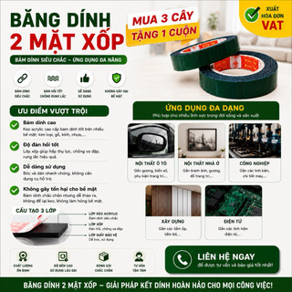 (MUA 3 TẶNG 1) Băng Dính Xốp Xanh 2 Mặt-Băng ke|Siêu Dính Đa Năng| Khổ 5cm / 2cm / 1cm x 4m