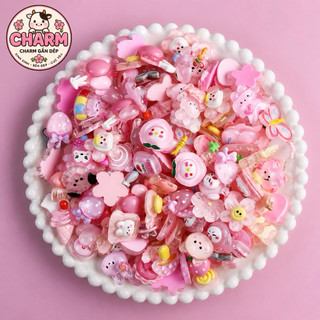 Set 12 Charm HỒNG TRONG Pastel Cute – Gắn Dép Sục, dép có lỗ, túi xách Siêu Xinh