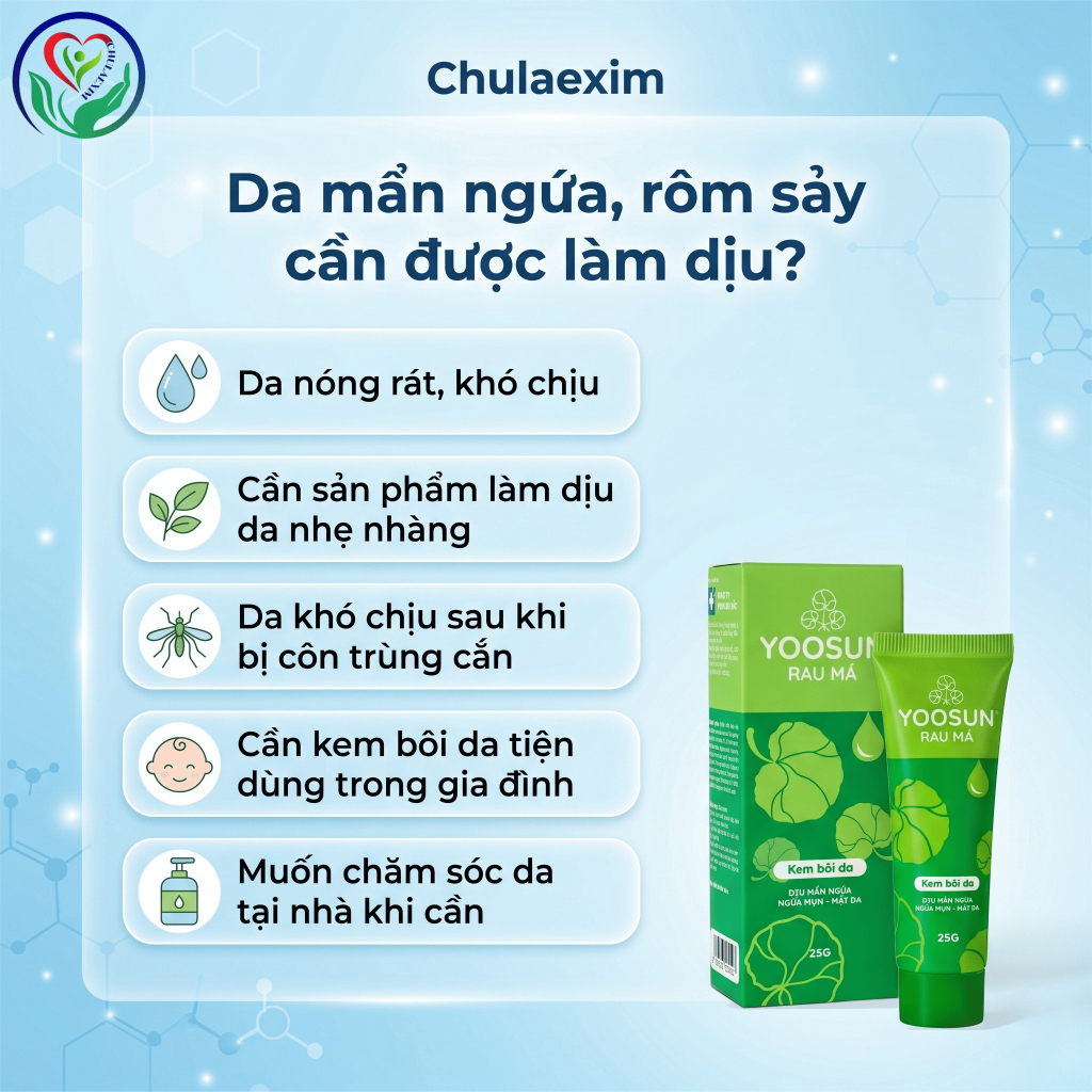Yoosun Rau Má 25g kem bôi da rau má làm dịu da, hỗ trợ mẩn ngứa, côn trùng cắn, rôm sảy