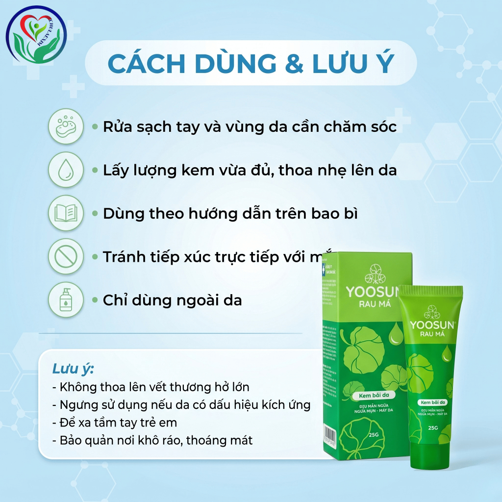 Yoosun Rau Má 25g kem bôi da rau má làm dịu da, hỗ trợ mẩn ngứa, côn trùng cắn, rôm sảy
