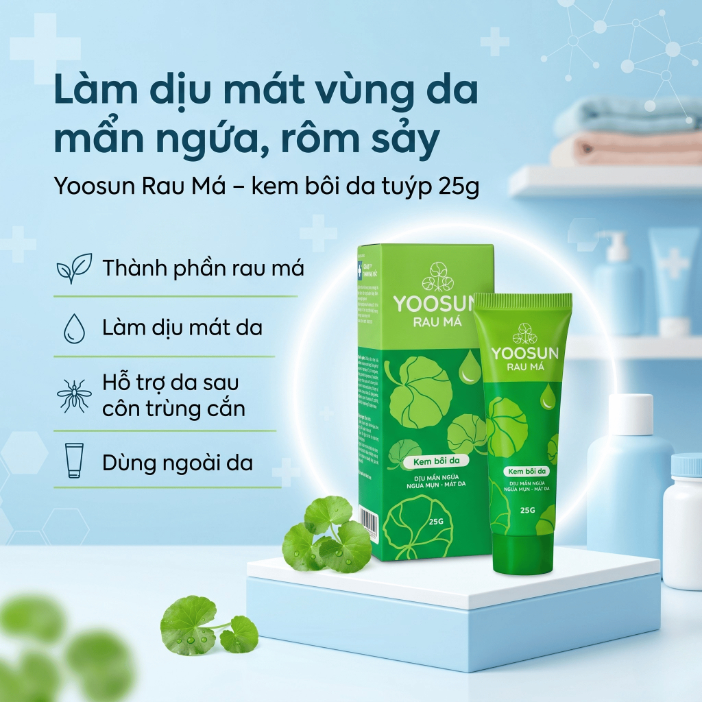 Yoosun Rau Má 25g kem bôi da rau má làm dịu da, hỗ trợ mẩn ngứa, côn trùng cắn, rôm sảy