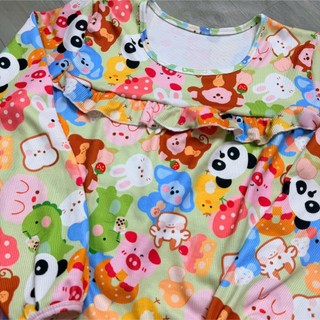 [MS03]Bộ Thun Tăm nữ , đồ bộ nữ dáng babydoll Phối Viền Bèo Trước Ngực Tay Dài Quần Quần Dáng Baggy In Hoạ Tiết Dễ Thươn