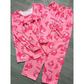 [MS03]Bộ Thun Tăm nữ , đồ bộ nữ dáng babydoll Phối Viền Bèo Trước Ngực Tay Dài Quần Quần Dáng Baggy In Hoạ Tiết Dễ Thươn