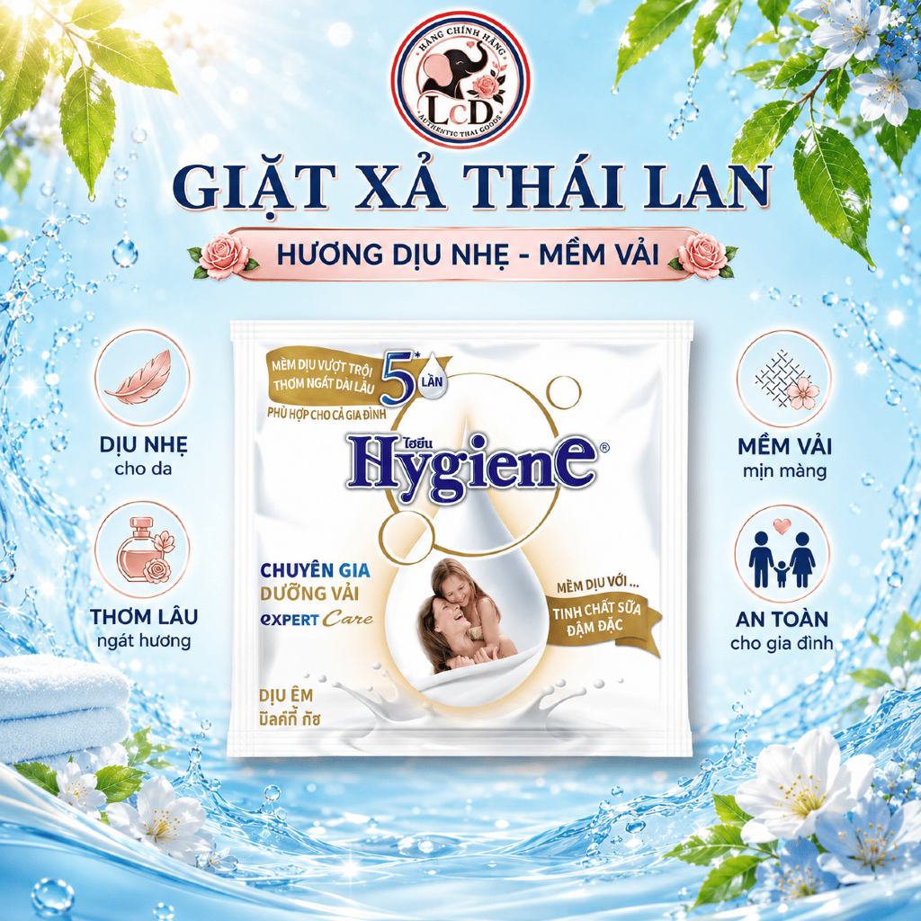 1 GÓI NƯỚC XẢ VẢI GÓI HYGIENE EXPERT CARE 20ML - Giảm nhăn quần áo – Lưu hương thơm mát dài lâu - Tiện ích | LcD STO