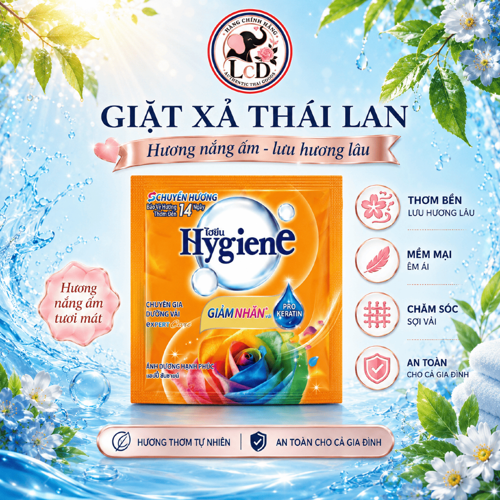 1 GÓI NƯỚC XẢ VẢI GÓI HYGIENE EXPERT CARE 20ML - Giảm nhăn quần áo – Lưu hương thơm mát dài lâu - Tiện ích | LcD STO