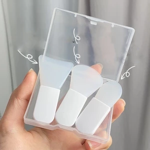 Set 3 cọ tán kem, đắp mặt nạ đầu silicon siêu mềm mại dễ sử dụng kèm hộp đựng
