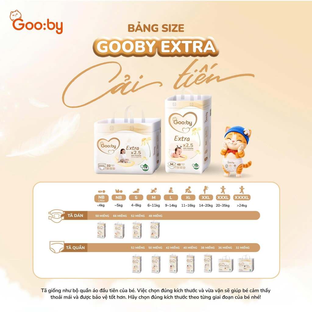 [Ko quà]Tã dán/Bỉm quần Gooby ngày và đêm siêu mỏng nhẹ, đủ size NB/S/M/L/XL/2XL/3XL