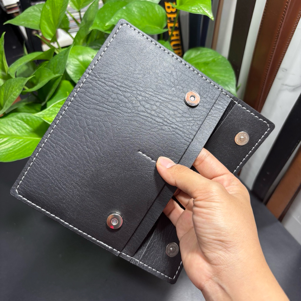 (Hỗ Trợ Dập Logo Hãng) Ví Da Đựng Giấy Tờ Đăng Kiểm Xe Ô Tô Mẫu 01 - Màu Đen VDK-PU01-BL