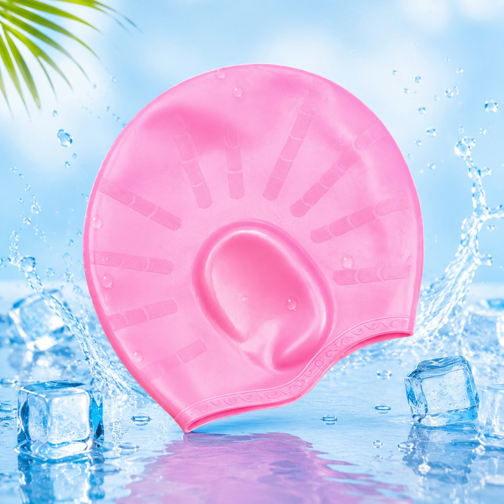 Mũ bơi swimming cap có bịt tai cỡ đại bằng silicone cao cấp co giãn và chống nước cực tốt