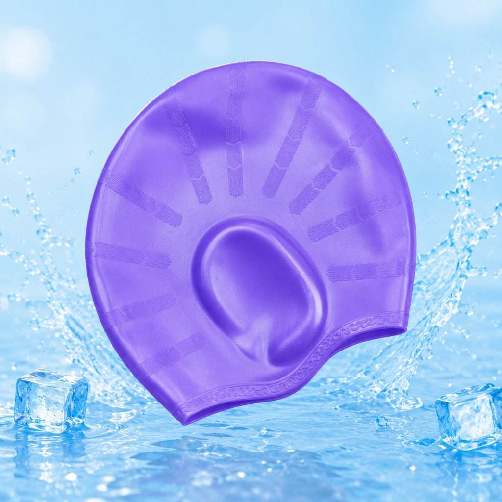 Mũ bơi swimming cap có bịt tai cỡ đại bằng silicone cao cấp co giãn và chống nước cực tốt