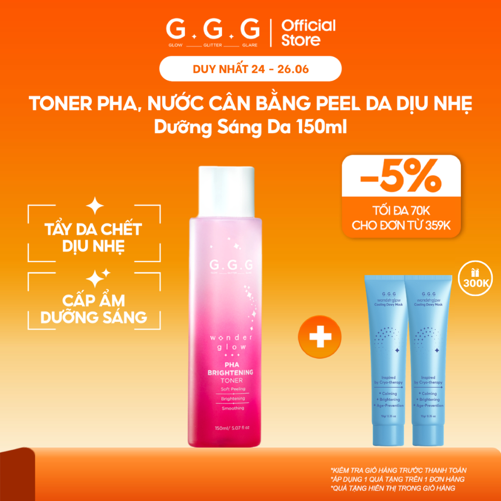 [KOL] Toner Hồng PHA Peel Da Dịu Nhẹ Và Dưỡng Sáng Da Hiệu Quả G.G.G 150ml
