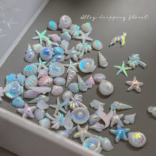 Khay phụ kiện charm sò ốc ngọc trai gắn móng - trang trí nail mùa hè