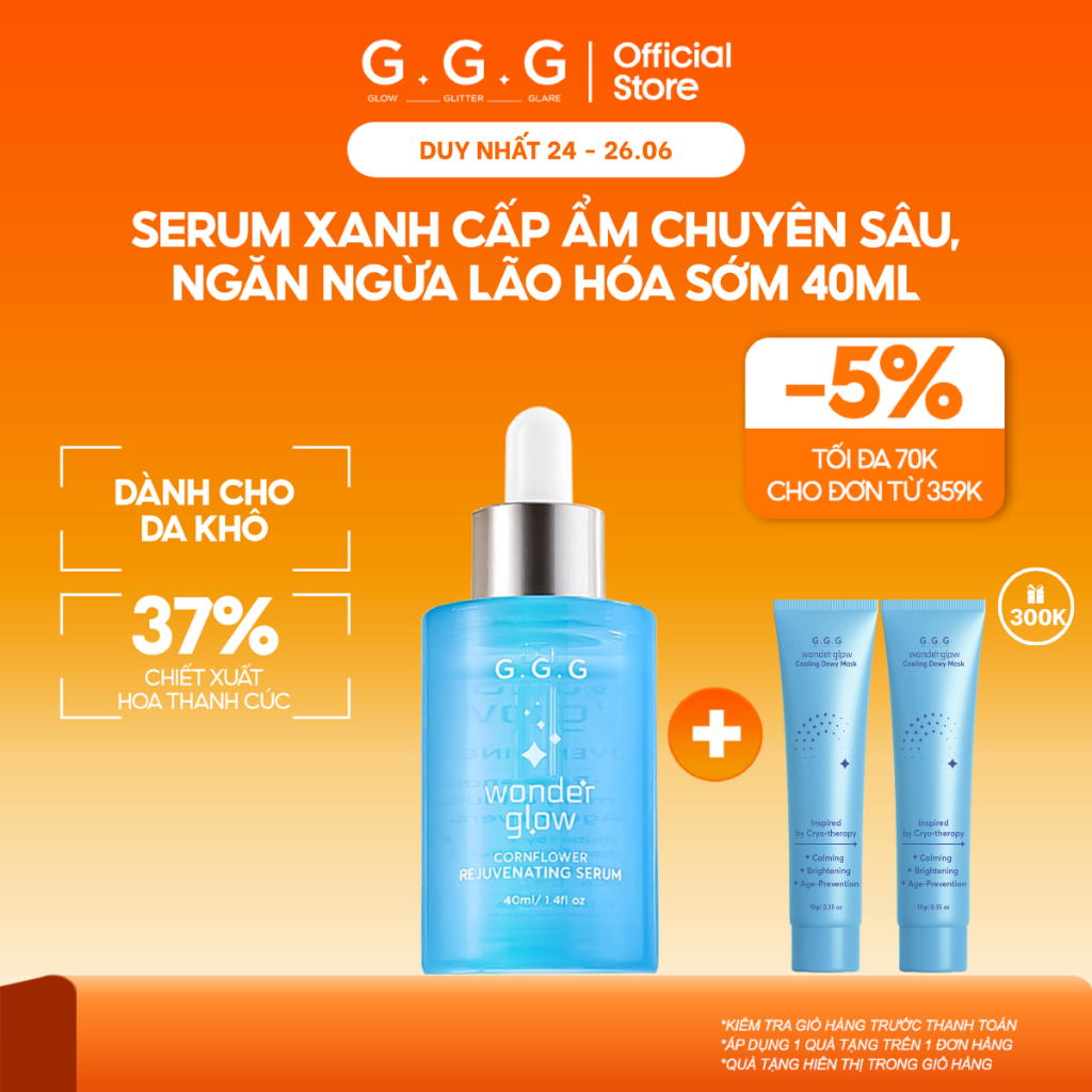 [KOL] Serum Xanh Cấp Ẩm Sâu Và Ngăn Ngừa Lão Hóa G.G.G Wonder Glow Rejuvenating Serum 40ml