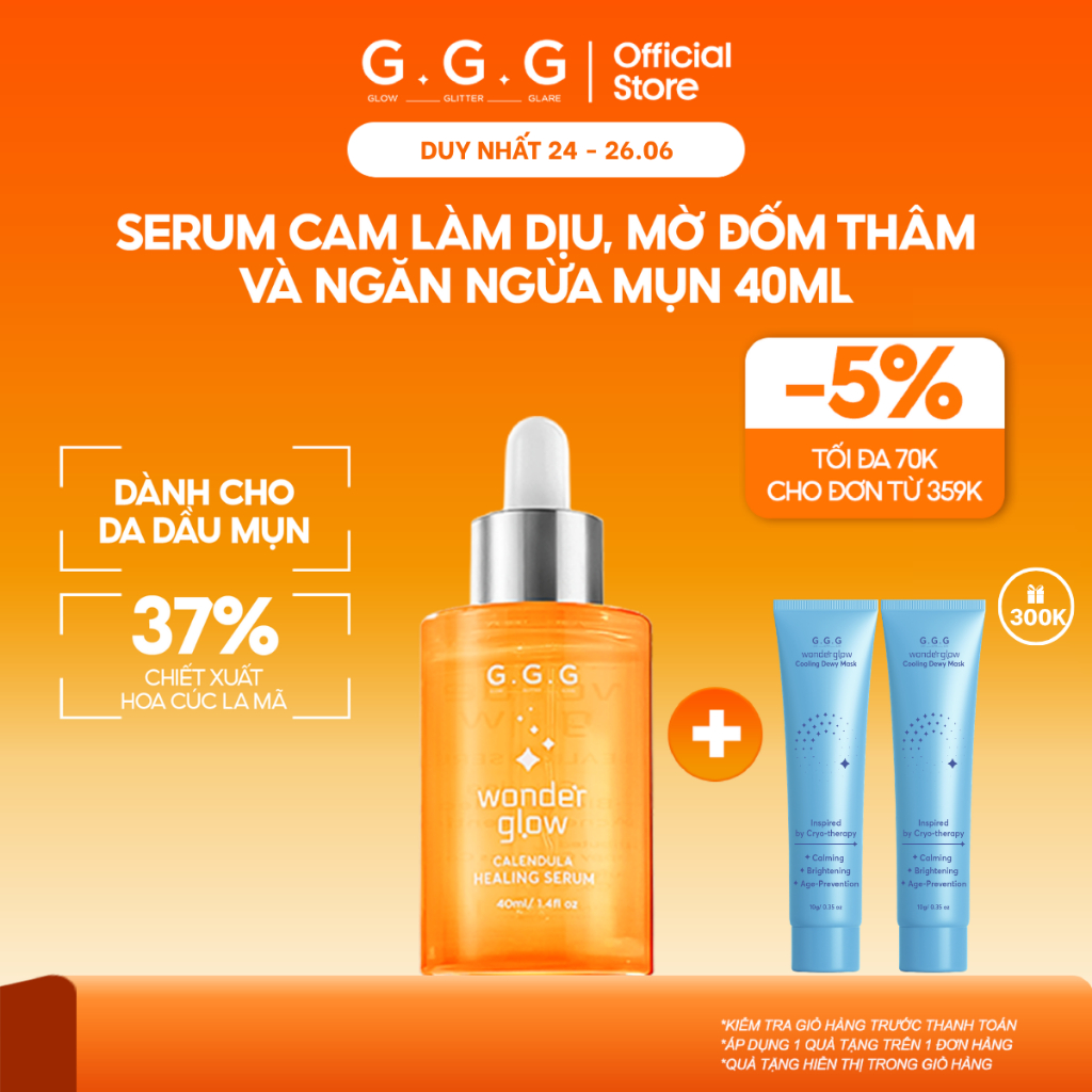 [KOL] Serum Cam Làm Dịu, Giảm Mụn & Mờ Thâm Sạm G.G.G Wonder Glow Healing Serum 40ml