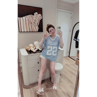 LT - Áo len lưới cổ V chữ số kiểu áo bóng chày cá tính free size 1823