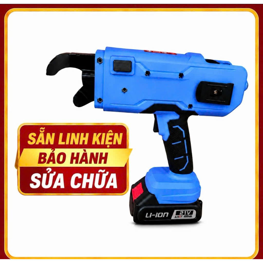 Máy buộc dây thép tự động cầm tay chạy pin chân phổ thông, buộc sắt xây dựng 8-34mm , tặng kèm 2 cuộn dây