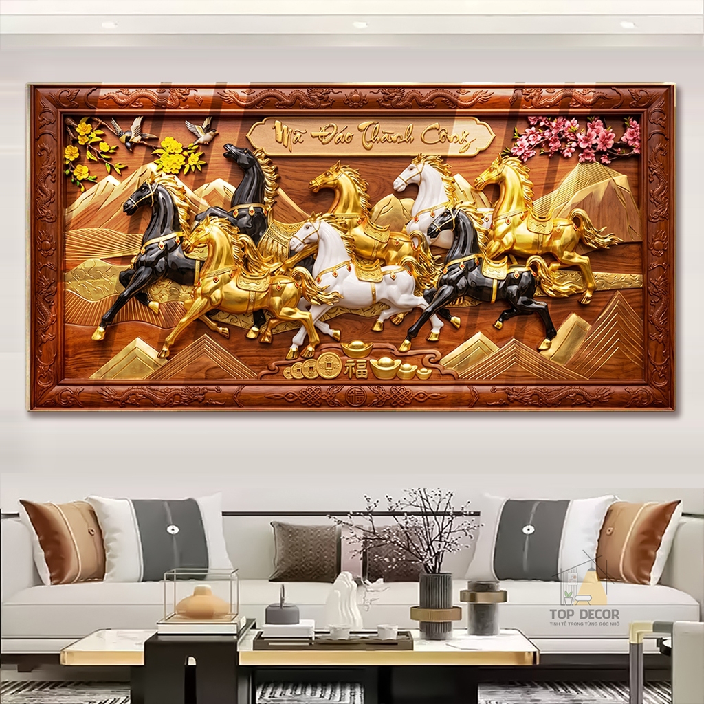 Tranh Tráng Gương Phẳng 5D - Mã Đáo Thành Công Tranh Treo Decor - Quà Tặng Tân Gia, Trang Trí Cao Cấp