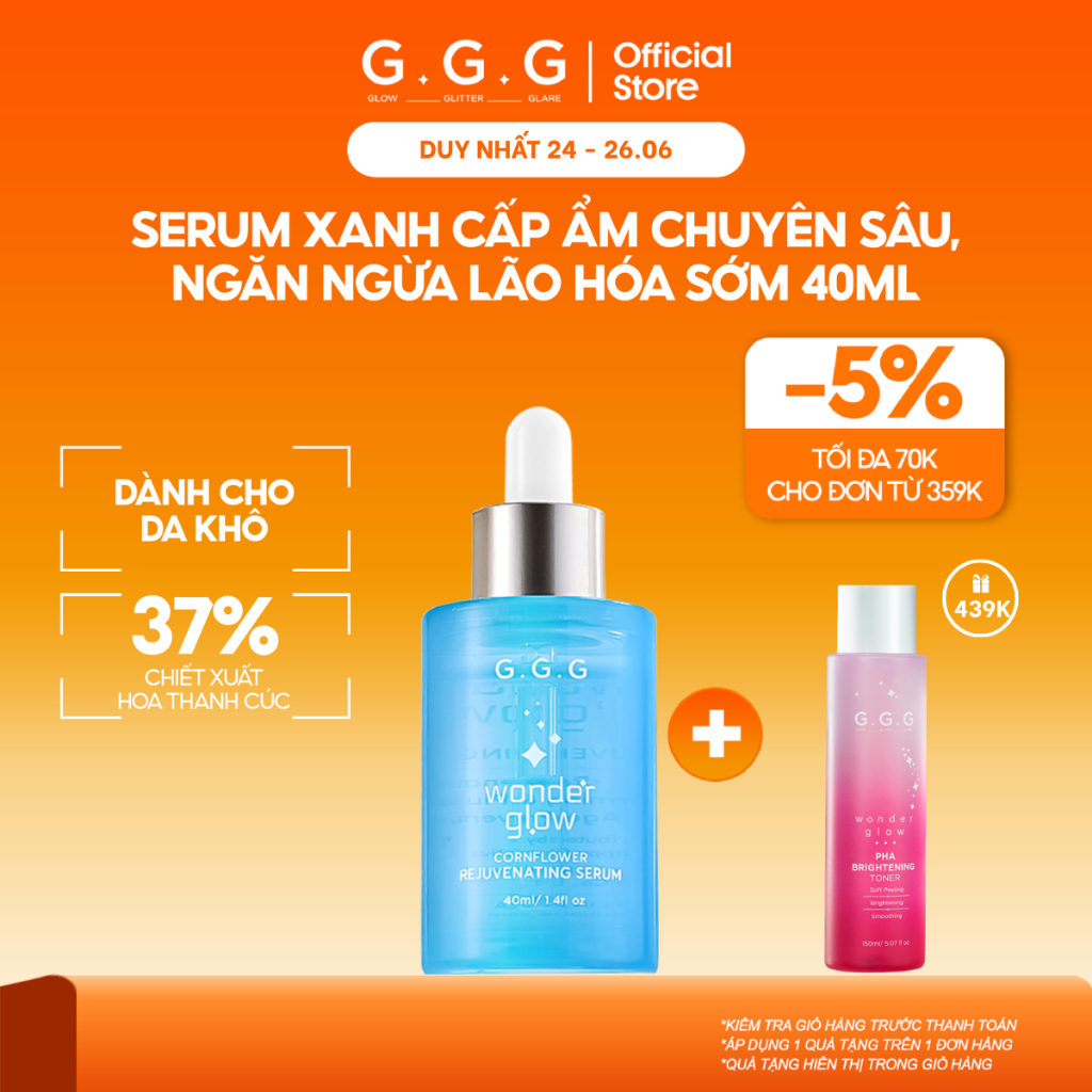 [MUA 1 TẶNG 1] Serum Xanh Chứa Peptide, Ceramide Cấp ẩm Sâu,Mờ nếp nhăn, Ngăn ngừa lão hóa G.G.G Rejuvenating Serum 40ml