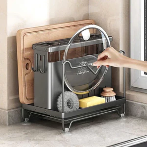 KỆ ĐỂ DAO THỚT ĐA NĂNG INOX – GIÁ ĐỂ NẮP NỒI, ĐŨA MUỖNG TIỆN LỢI