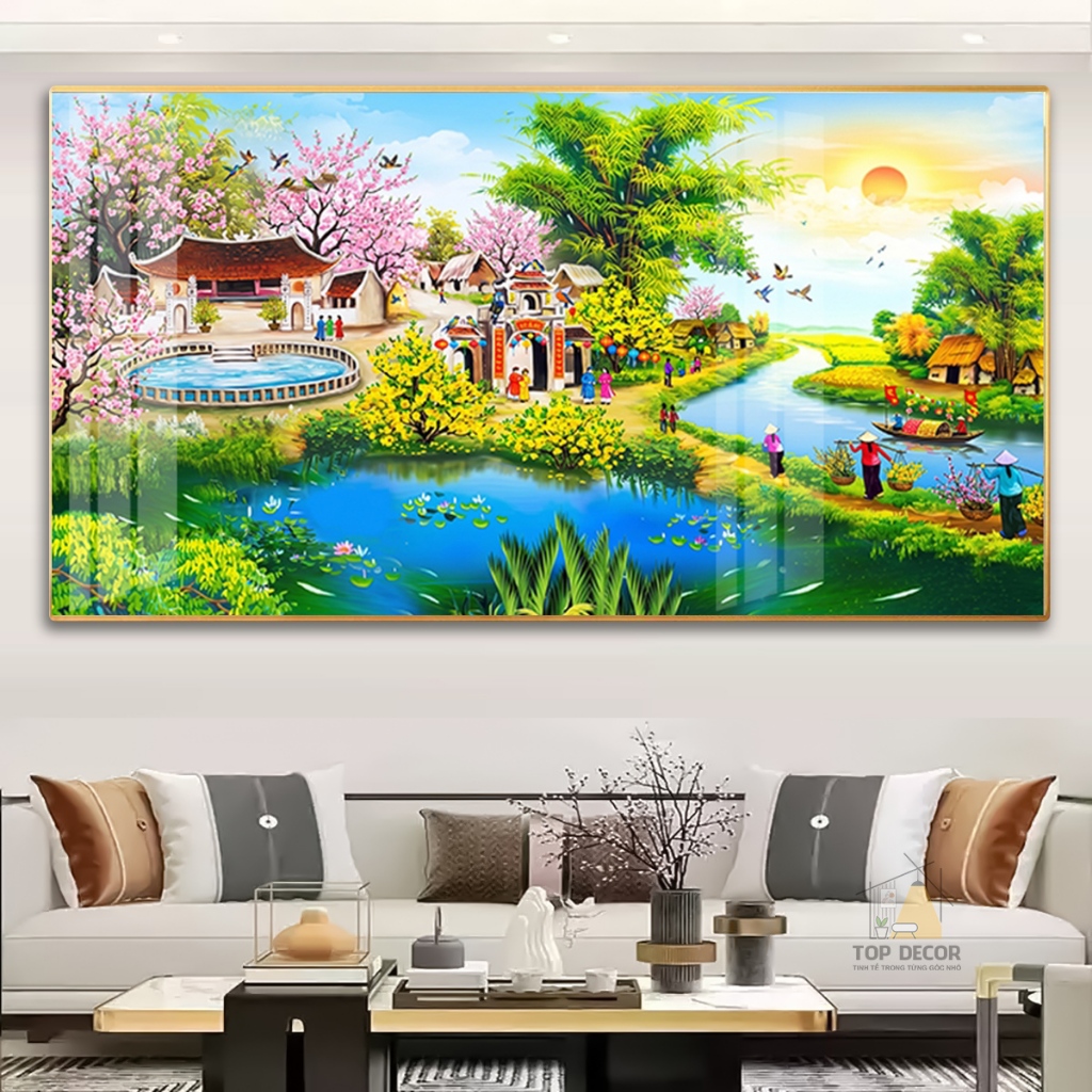 Tranh Treo Tường Phong Cảnh Đồng Quê- Tranh Treo Decor 5D - Tranh Tráng Gương Treo Tường