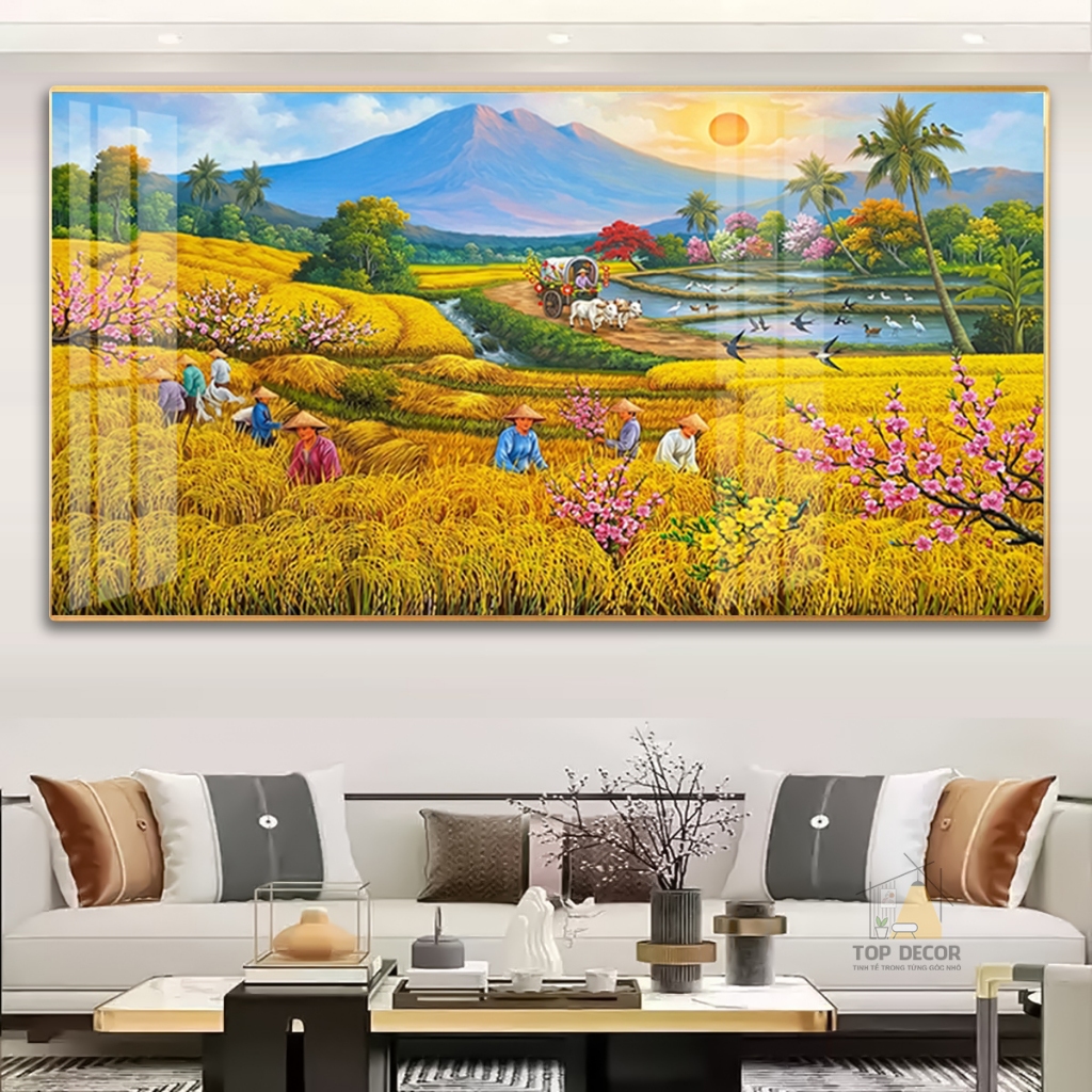 Tranh Treo Tường Phong Cảnh Đồng Quê- Tranh Treo Decor 5D - Tranh Tráng Gương Treo Tường