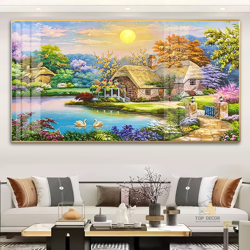 Tranh Treo Tường Phong Cảnh Đồng Quê- Tranh Treo Decor 5D - Tranh Tráng Gương Treo Tường