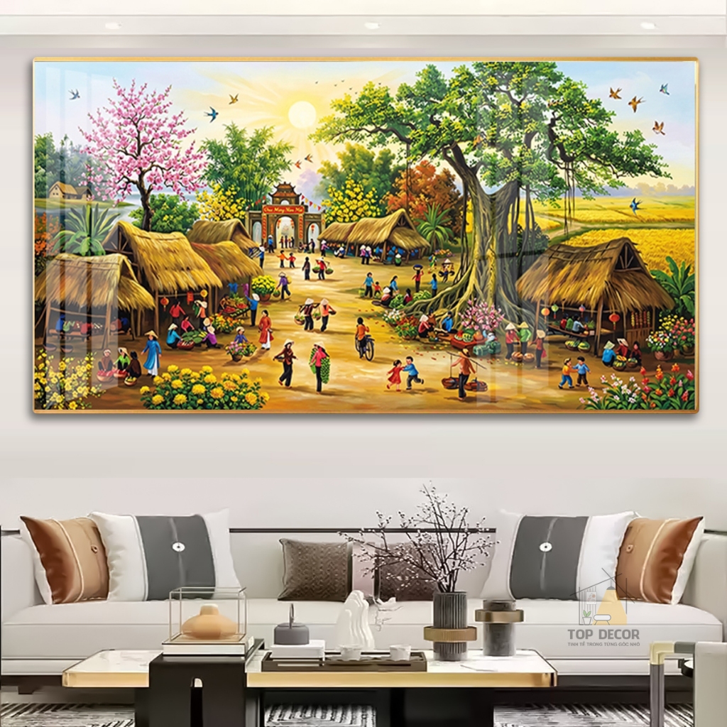 Tranh Treo Tường Phong Cảnh Đồng Quê- Tranh Treo Decor 5D - Tranh Tráng Gương Treo Tường