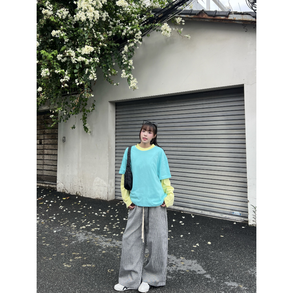 Áo Thun Trơn Phối Cổ Local Brand VIBESTU , Áo Thun Boxy Form Rộng Unisex 250Gsm 100% Cotton