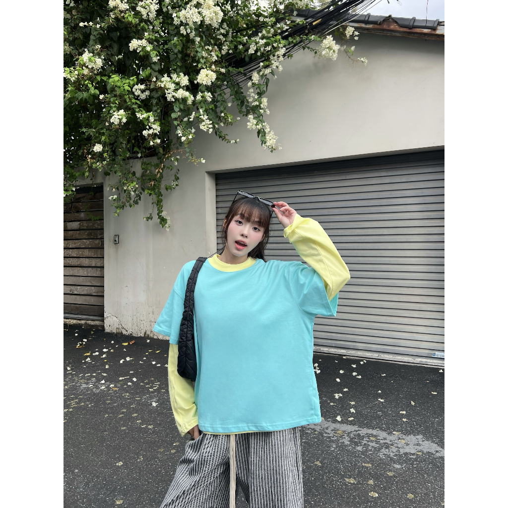 Áo Thun Trơn Phối Cổ Local Brand VIBESTU , Áo Thun Boxy Form Rộng Unisex 250Gsm 100% Cotton