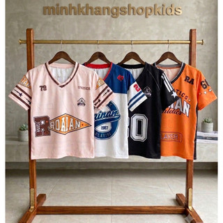 Áo Thể Thao Bé Gái Cổ Tim Phong Cách Athletic - Áo Phông Cộc Tay Form Rộng Cho Bé 9-43kg