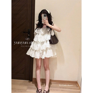 Váy Ren Tầng 2 Dây Pha Boy L1 (Kèm Quần)