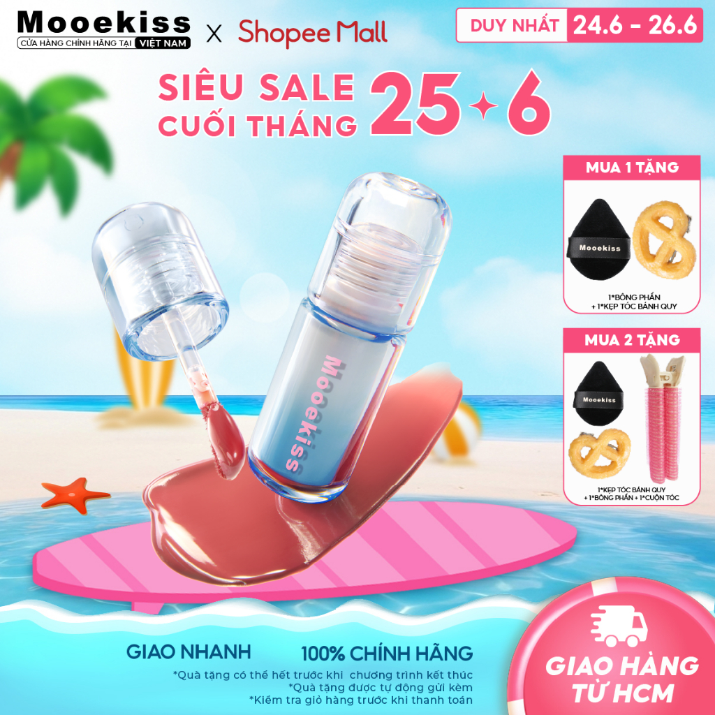 [HOT TREND] Son Tint Bóng Mooekiss B01 Hiệu Ứng Thạch Căng Mọng Ngọt Ngào, Bền Màu Lâu Trôi (2.7g)