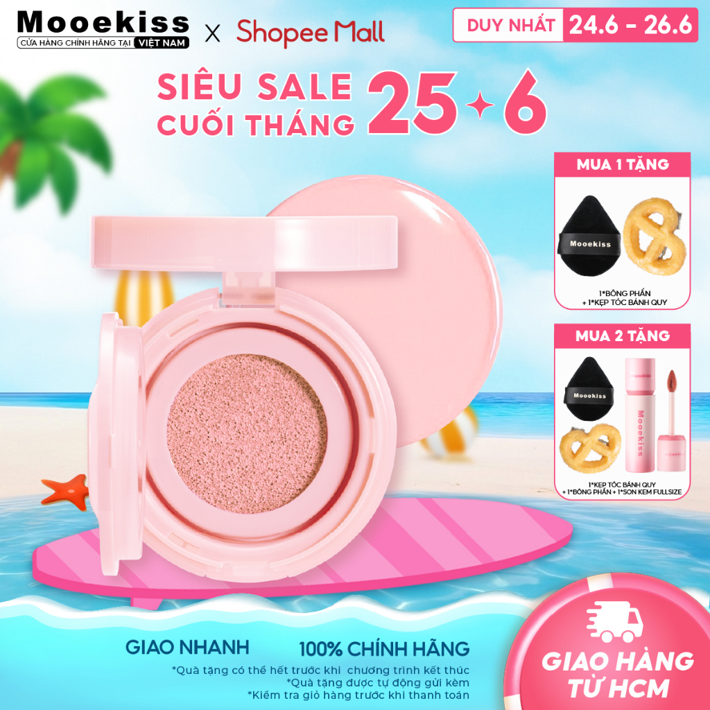 [MỚI] Phấn Má Hồng Dạng Kem Mooekiss Air Cushion M01 Tông Nude Bão Hòa Thấp Tự Nhiên, Lì Mịn Lâu Trôi (3.2g)