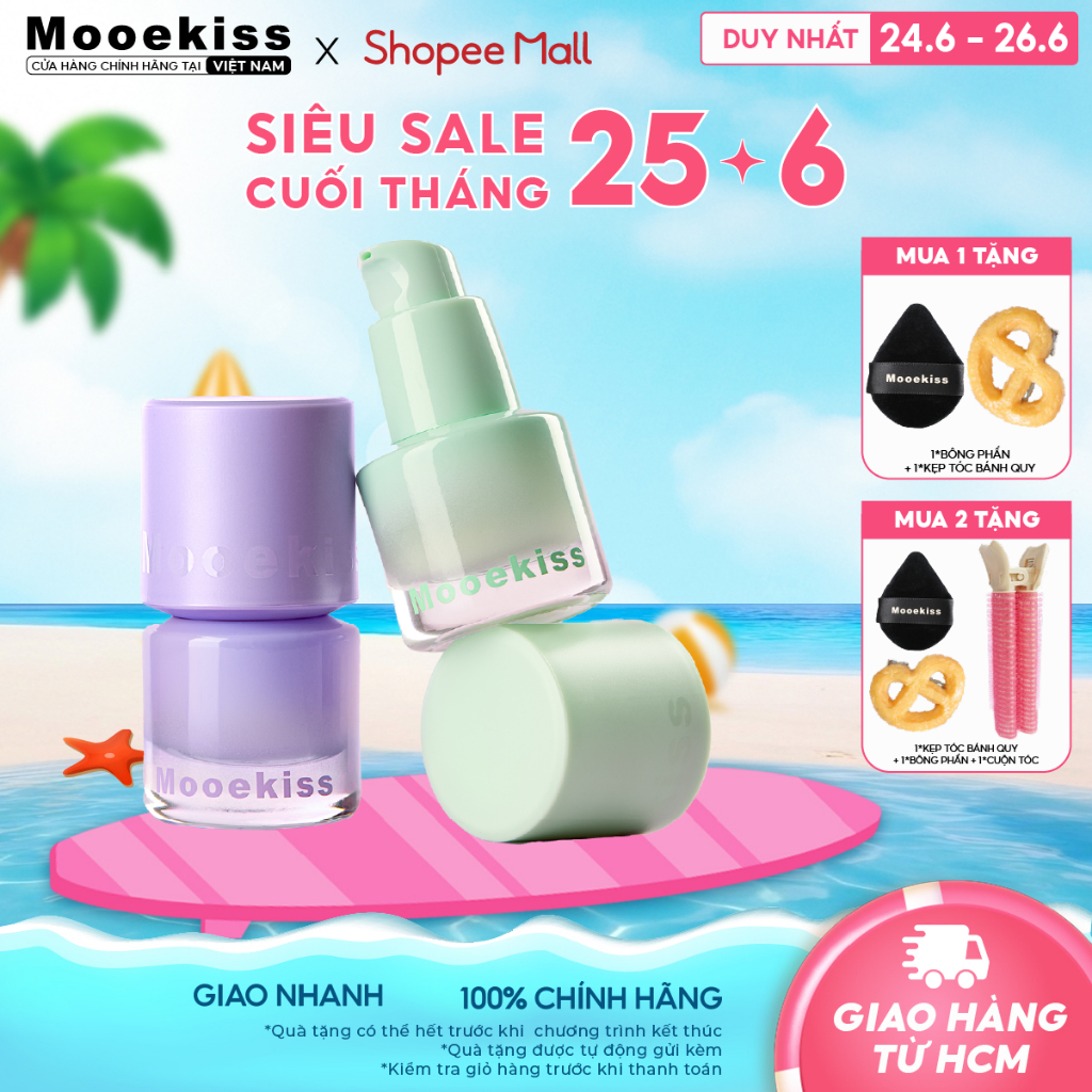 [DEAL] Kem lót trang điểm Mooekiss dưỡng ẩm và kiểm soát dầu thu nhỏ lỗ chân lông lâu trôi D01 10ml