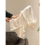 【Élan Sweet】Áo Gân Tăm Cổ Bẻ Phối Áo 2 Dây Thắt Nơ - Áo Cardigan Mỏng Tay Ngắn Viền Bèo Hàn Quốc