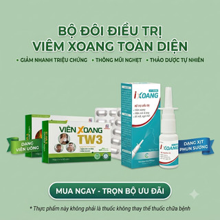 Bộ đôi viên xoang TW3+ xịt xoang ixoang hỗ trợ viêm xoang, viêm mũi dị ứng