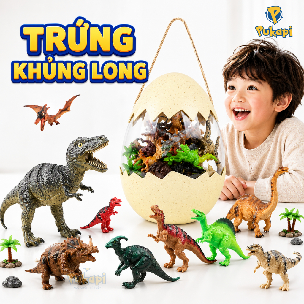 Đồ Chơi Trứng Khủng Long Trứng Đồ Chơi Quả Trứng Động Vật Cho Trẻ Em Khổng Lồ Bất Ngờ - Đồ Chơi Cho Bé PUKAPI